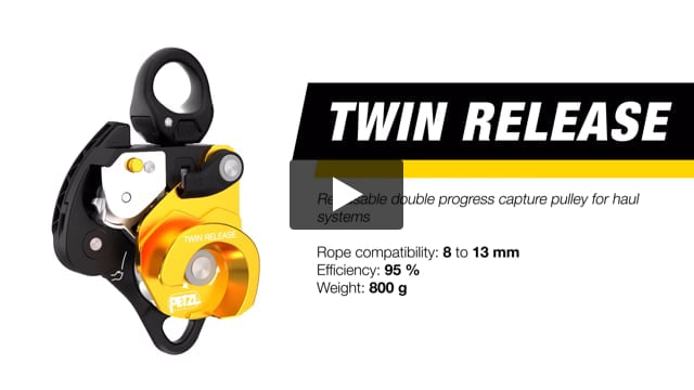 TWIN RELEASE - Releasable double progress capture pulley for haul systems