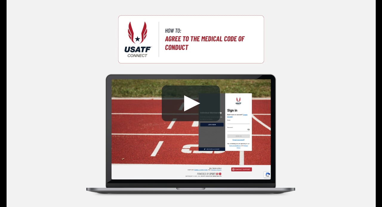 USATF Connect Member Tutorials Adding the Medical Code of Conduct