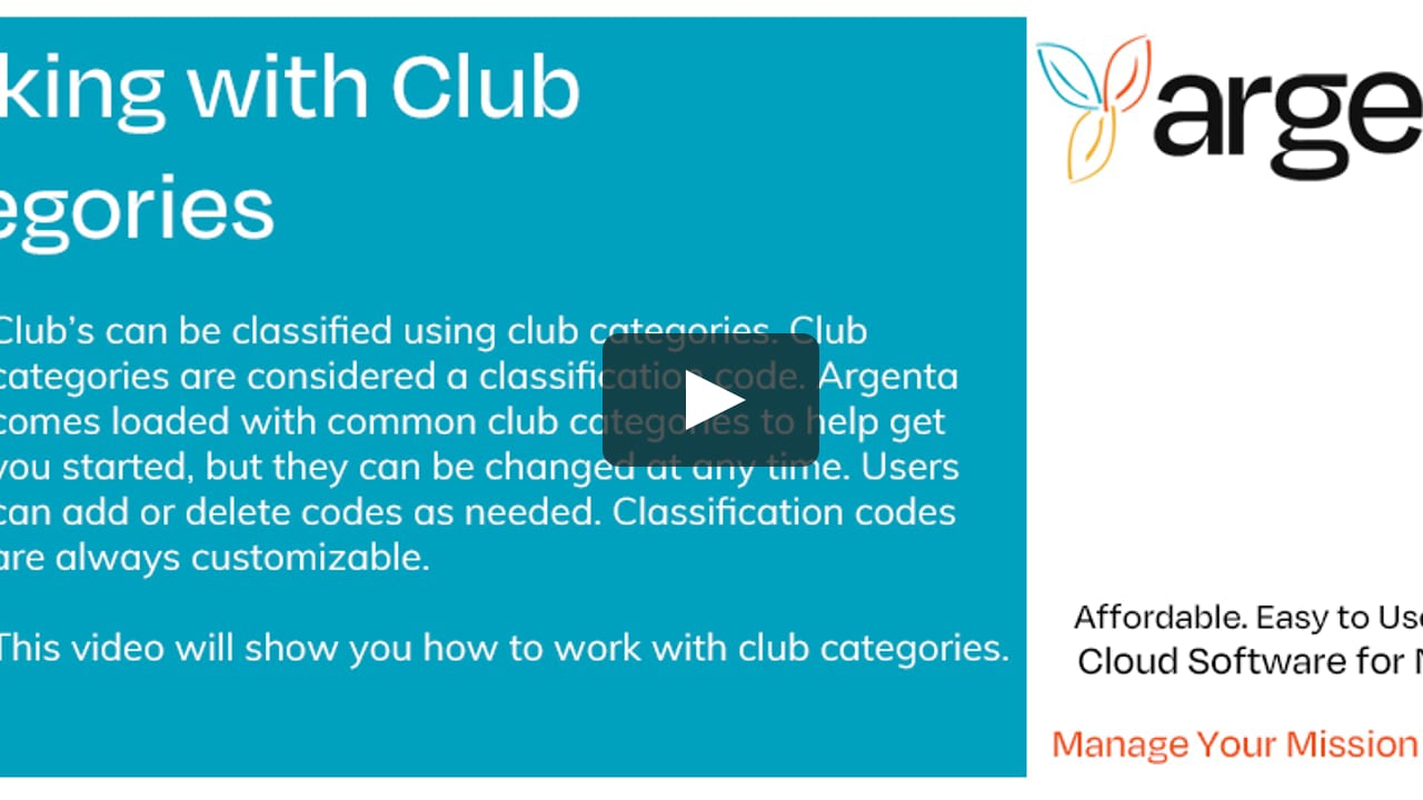Classification Codes, Working with Club Categories in  on Vimeo