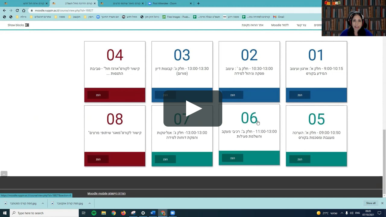 ארגון, עיצוב והנגשת מידע באתרי הקורסים ב Moodle, בהנחיית איילת קיי עזר- 7.10.21