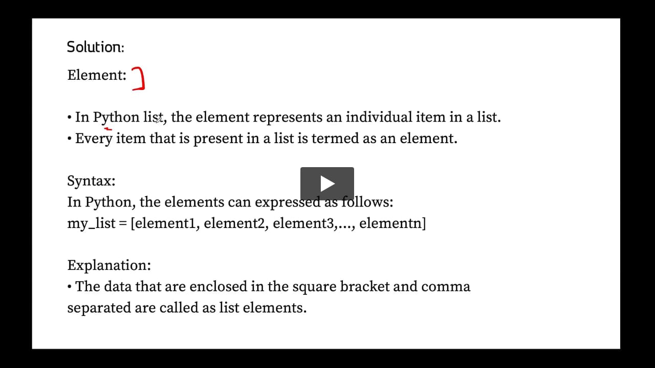 This term refers to an individual item in a list. a. element b. bin c.  cubbyhole d. slot | bartleby