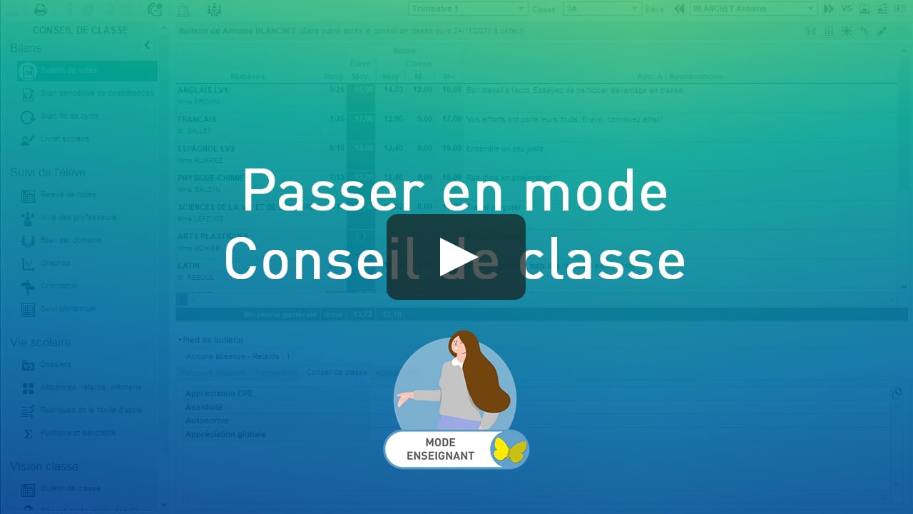 PRONOTE pour les professeurs  Passer en mode Conseil de classe on Vimeo