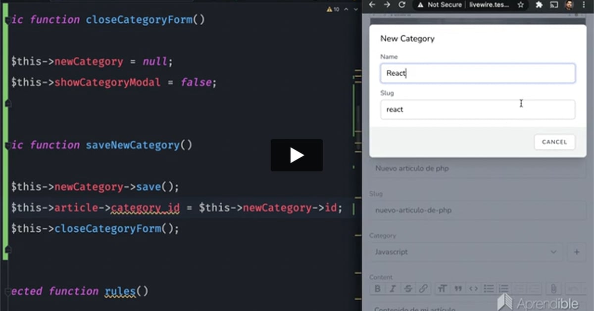 29. Modal para crear categorías