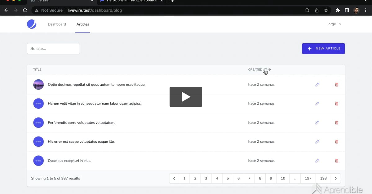 41. Cómo ordenar datos de una tabla con Livewire