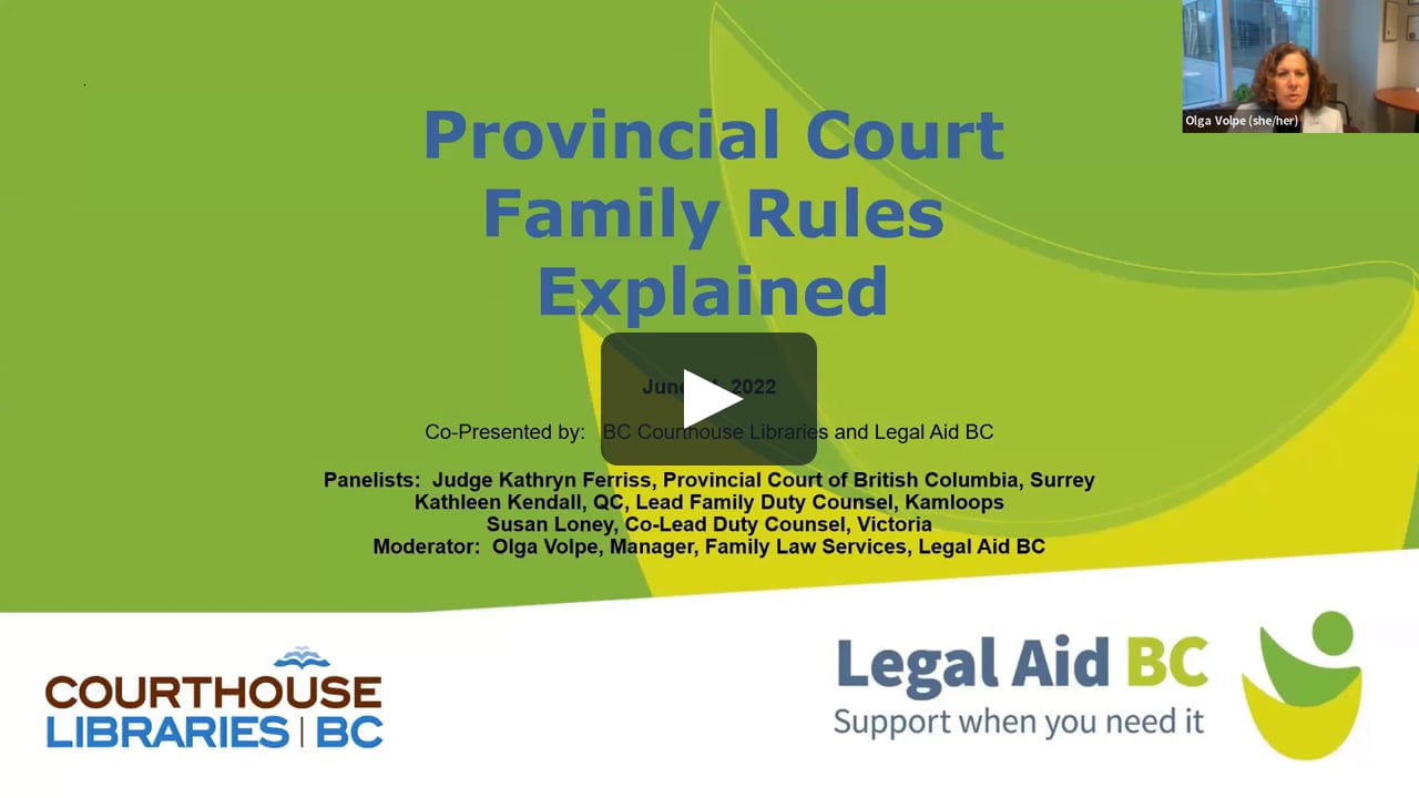The (New) Provincial Court Family Rules Explained on Vimeo