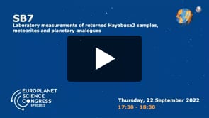 Vimeo: EPSC2022 – SB7 – Laboratory measurements of returned Hayabusa2 samples, meteorites and planetary analogues