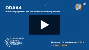 Vimeo: EPSC2022 – ODAA4 – Public engagement via live online astronomy events: Sharing experiences, looking ahead
