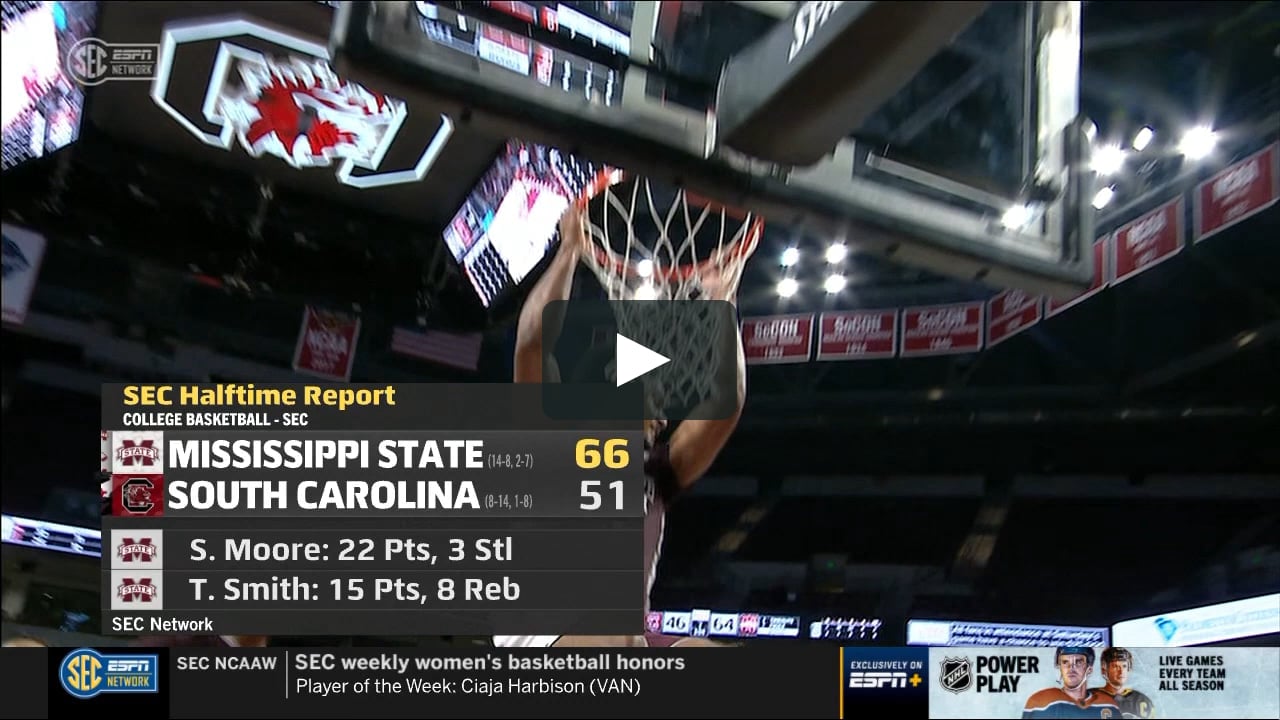 Shakeel Moore Shot Chart on SEC Network Halftime Show.ts on Vimeo