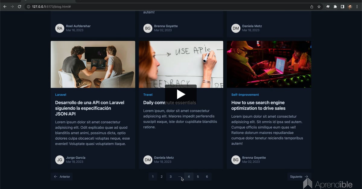24. Soporte dark mode para la página blog