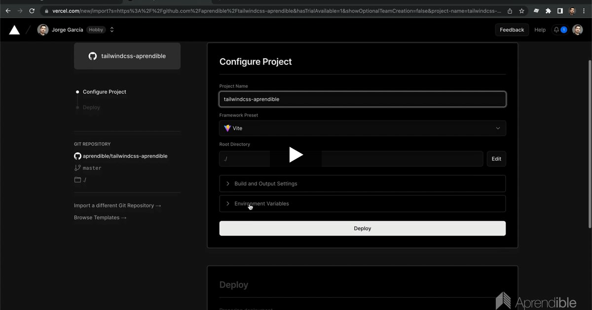 35. Deploy de un proyecto con Vite en Vercel
