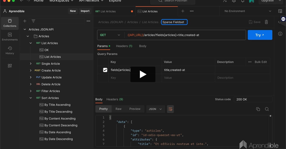 96. Sparse Fieldset en Postman
