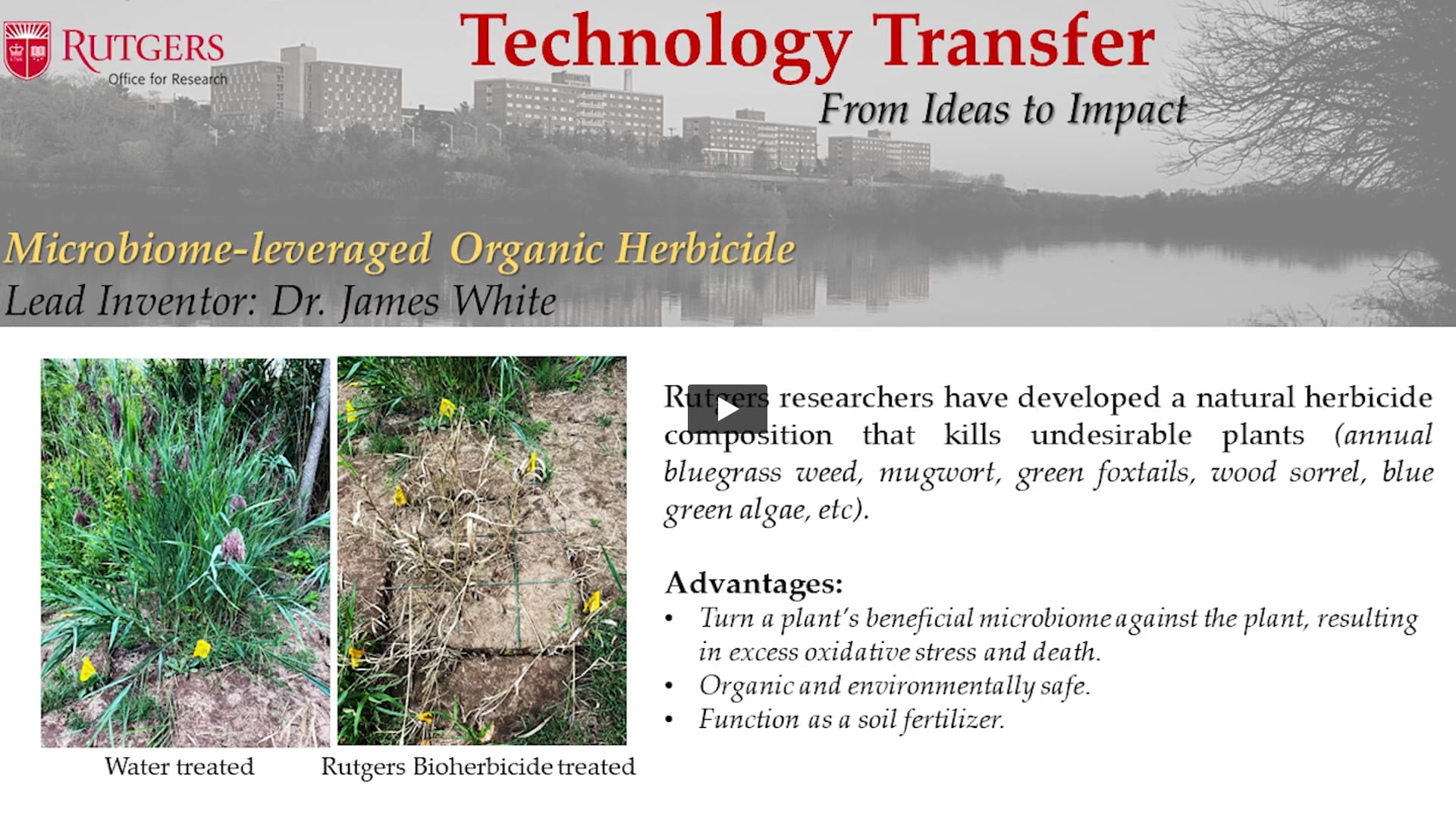 Video of James White discussing Microbiome-Leveraged Organic Herbicide