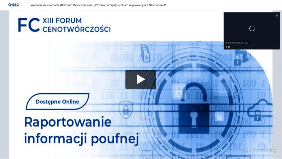 06.12.2023 | Webinarium w ramach XIII Forum Cenotwórczości „Różnice pomiędzy rynkiem regulowanym a NewConnect”