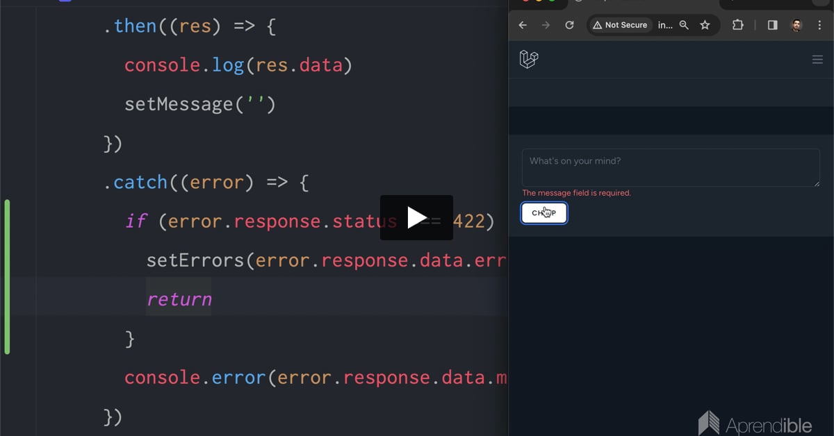 17. Manejo de errores de validación con Inertia React