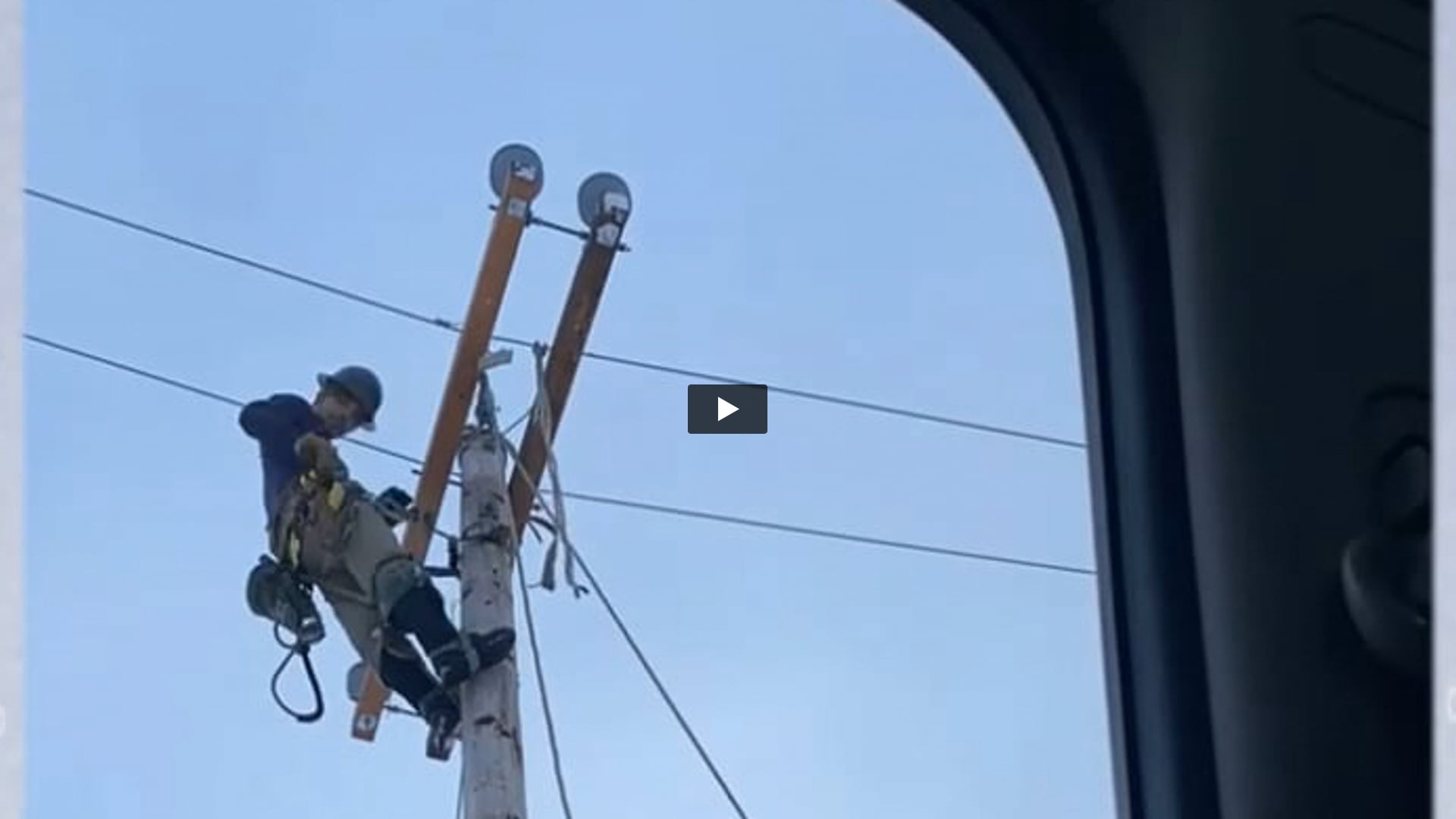 Click to view a video of CVEA Valdez Lineman Apprentice, Justin Moncrief, installing a cross arm.