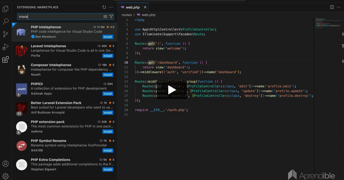 5. VSCode para desarrollar con Laravel