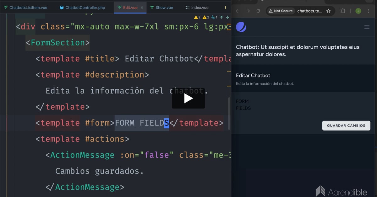 14. Página para editar Chatbots