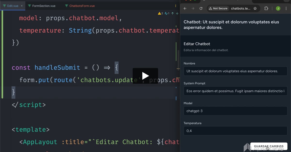 15. Formulario para editar Chatbots