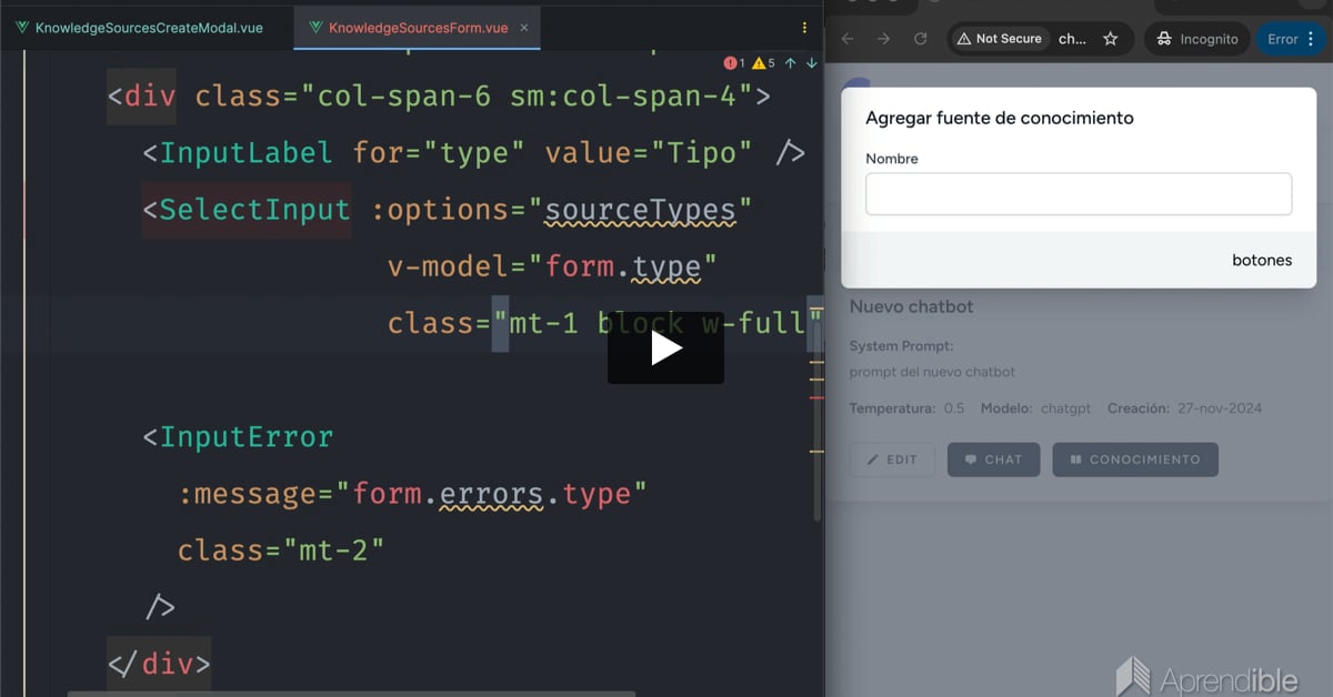 24. Formulario para crear fuentes de conocimientos