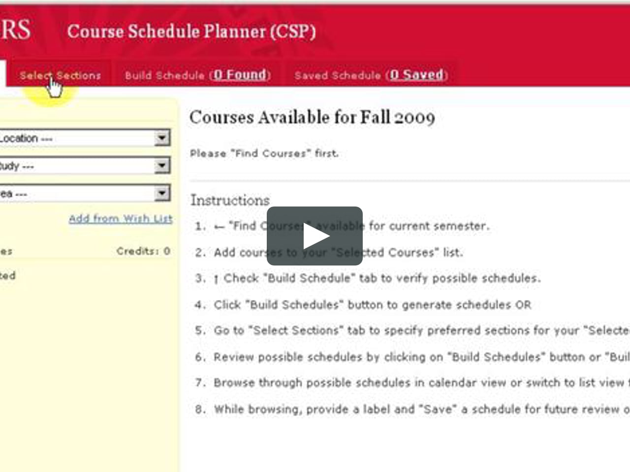 Rutgers Course Schedule Planner Features on Vimeo