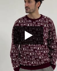 オリジナルジャガード クルーネック総柄ニット