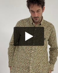 コーデュロイフラワープリントシャツ