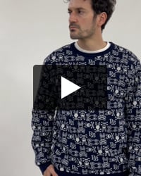 オリジナルジャガード クルーネック総柄ニット