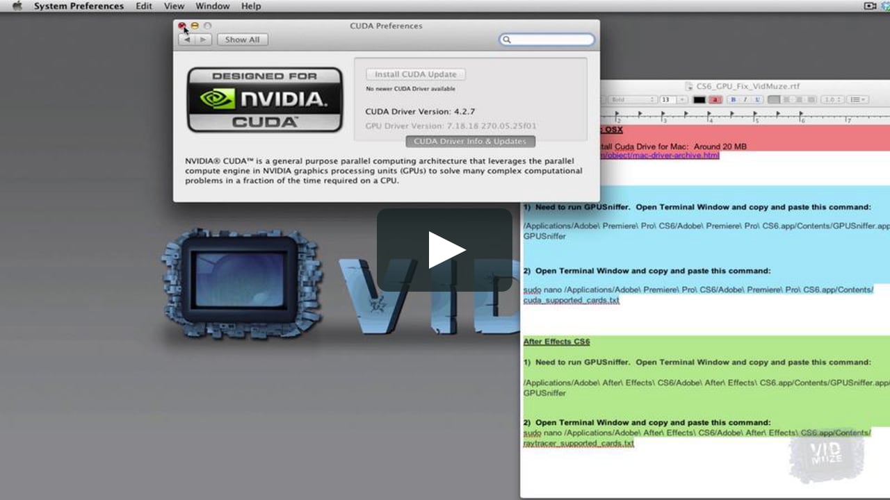 How To Enable Gpu Cuda In Adobe Cs6 For Mac On Vimeo How To Enable Gpu Cuda In Adobe Cs6 For Mac On Vimeo