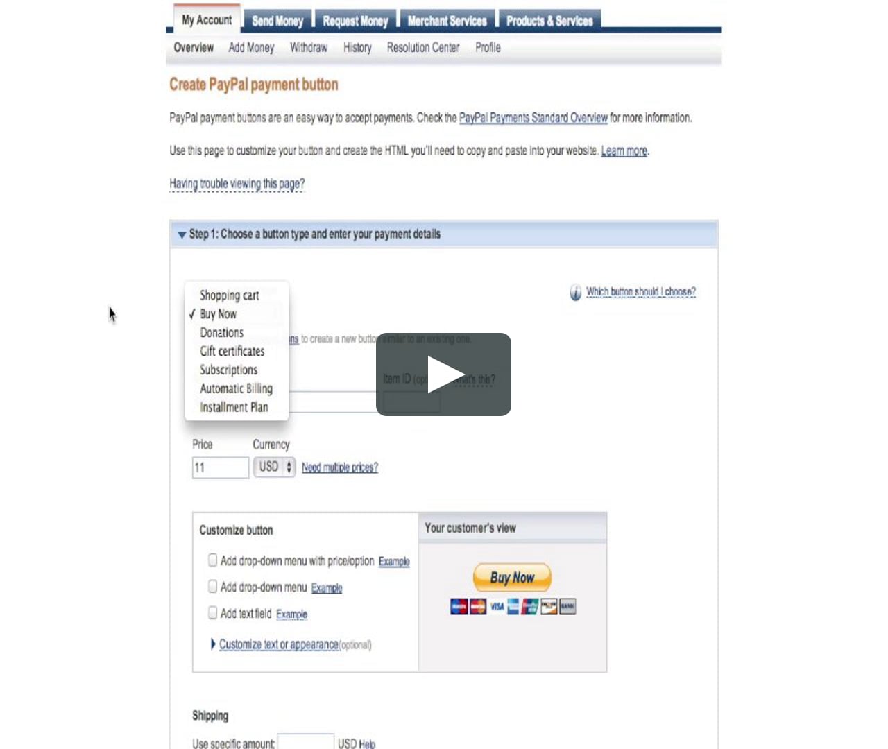 Paypal shipping center