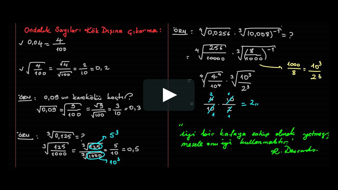 Ondalik Sayilar Kok Disina Nasil Cikarilir On Vimeo