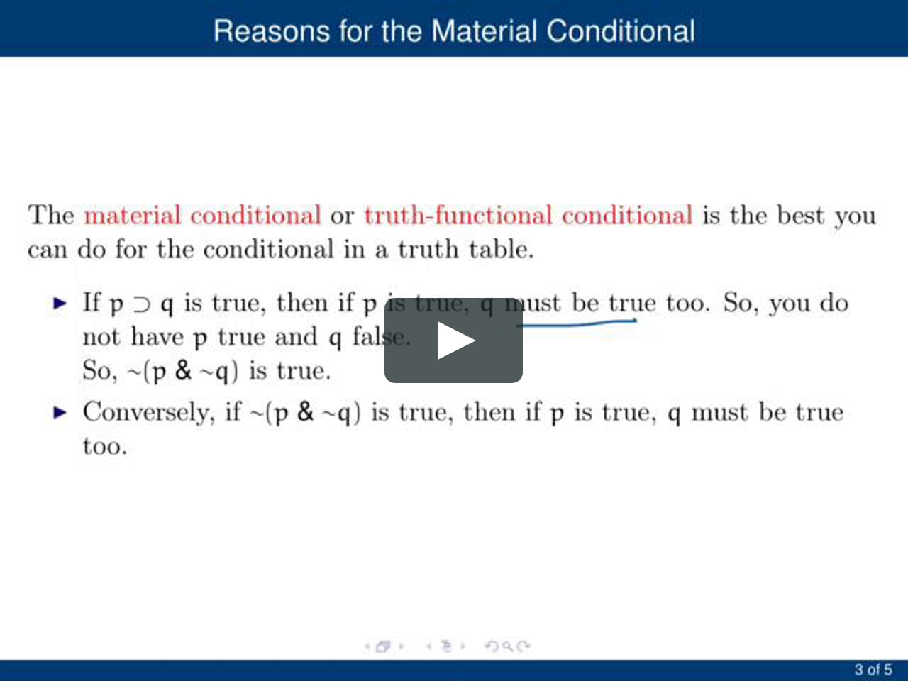 Introductory Logic 2 3 Conditionals And Biconditionals On Vimeo