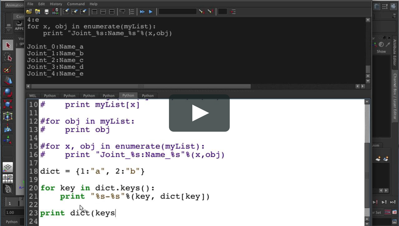 Maya/Python: The basics of “for” and “while” loops on Vimeo