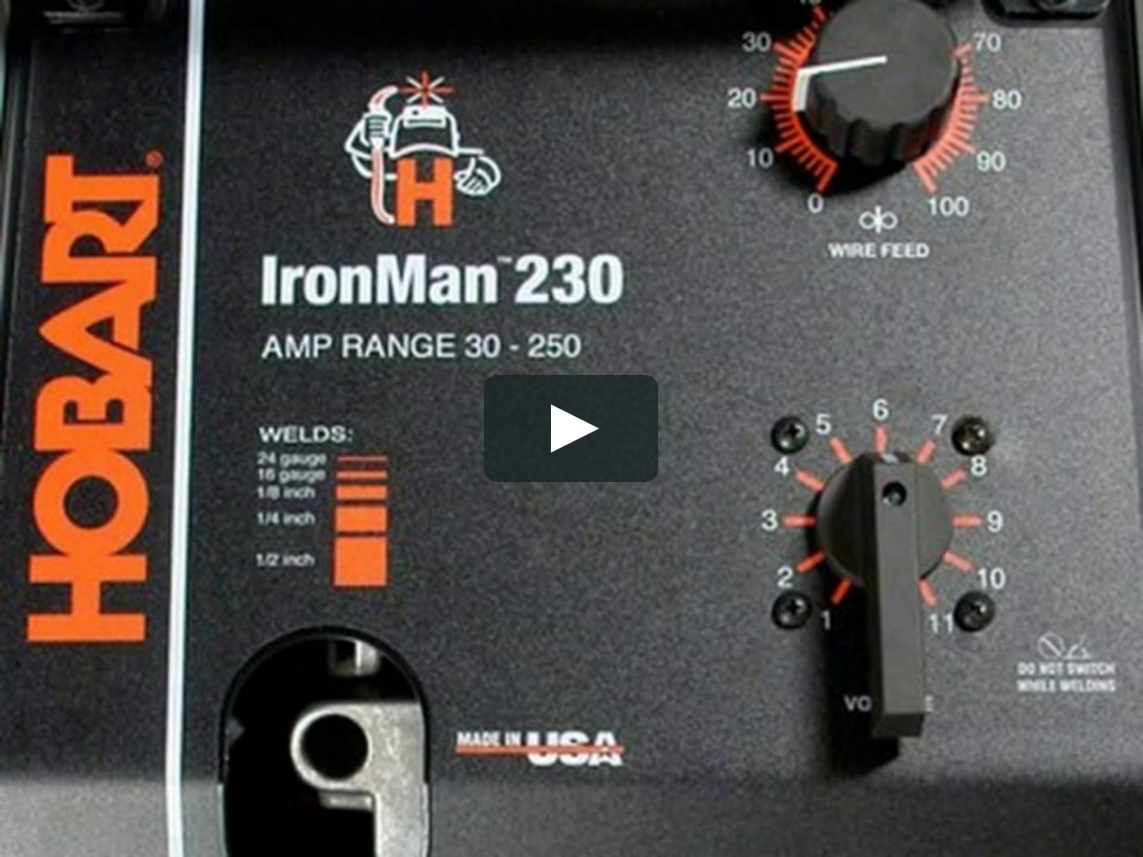 Hobart 500536 Ironman 230 MIG Welder With Wheel Kit & Cylinder Rack 