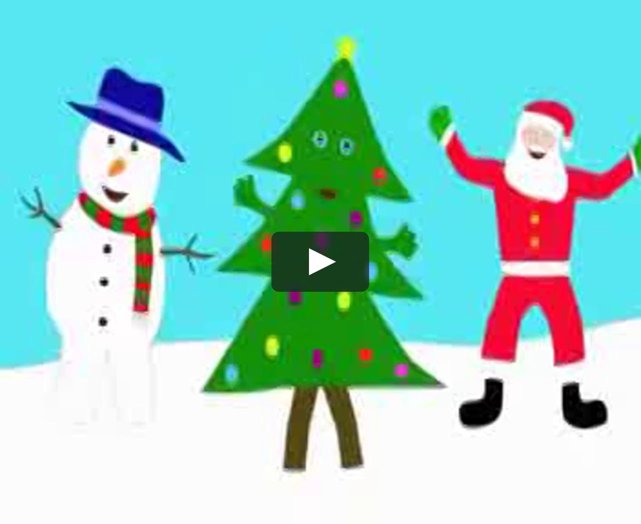 dancing christmas tree and snowman clipart