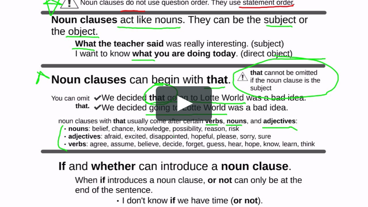 nouns clauses