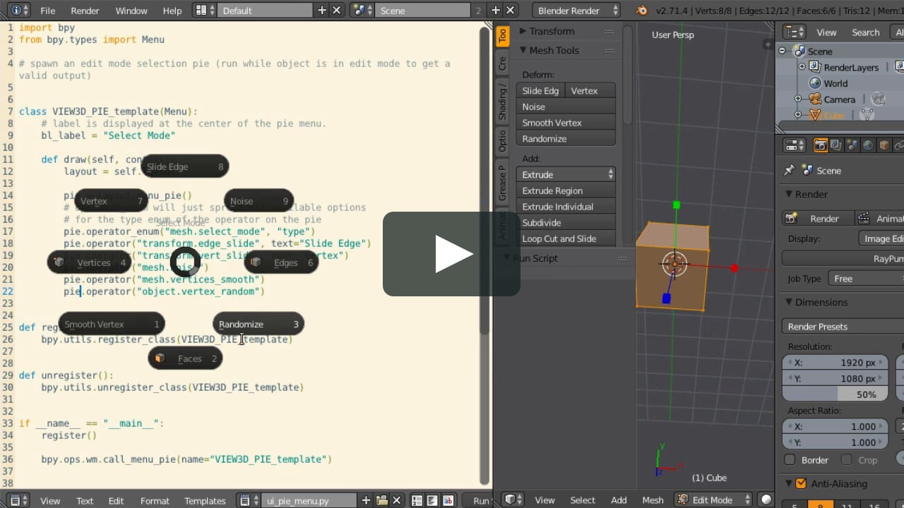 A little tutorial on how to setup you own Pie Menus in Blender in Blender E...