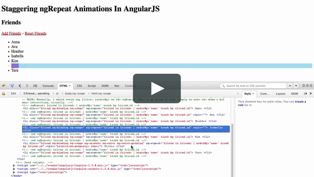 Staggering ngRepeat Animations In AngularJS on Vimeo