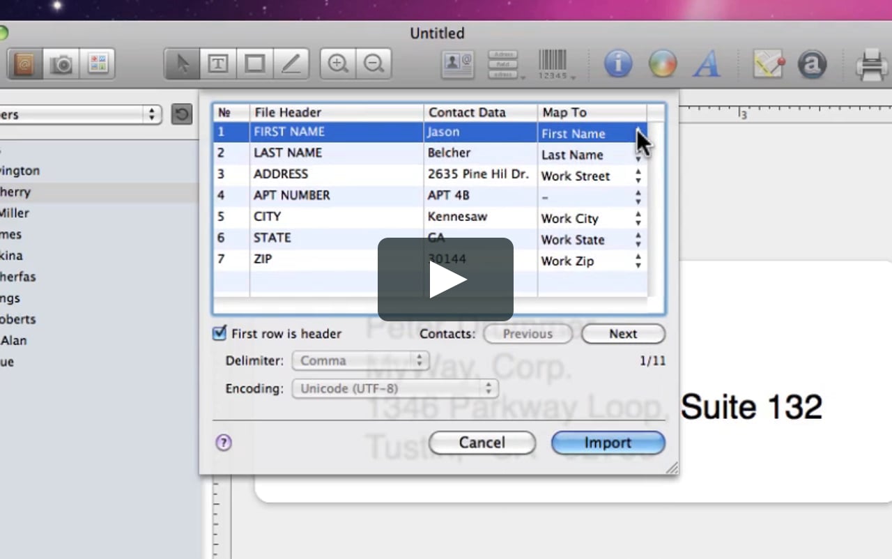Labels & Addresses Tutorials - Importing from a Numbers Spreadsheet