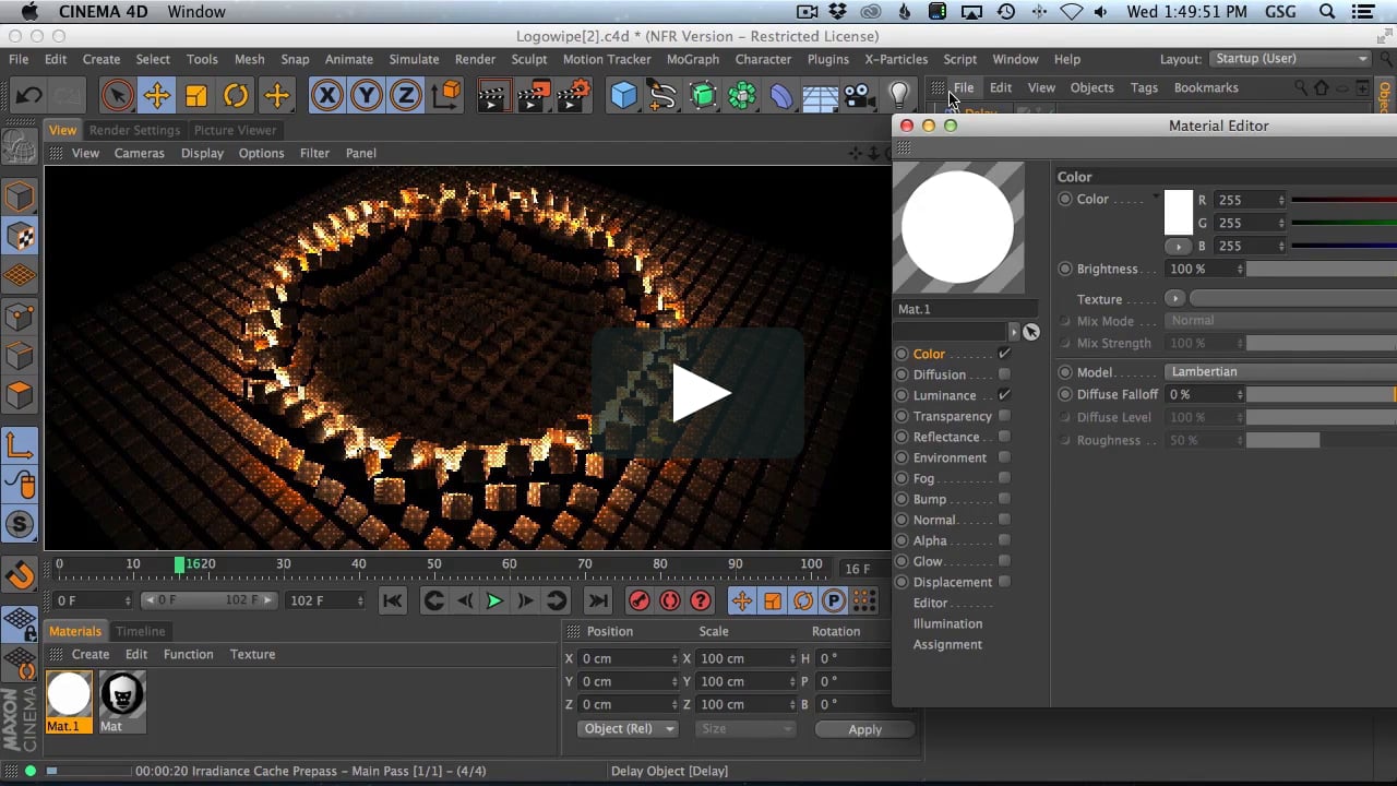 using effector to change material cinema 4d