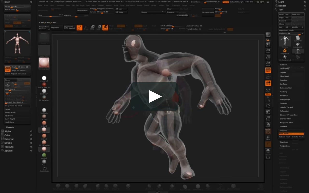 ZSphere rigging with Image Ireland 'Hero' character.