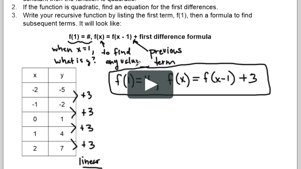 Writing Recursive Formulas Writing Recursive Formulas