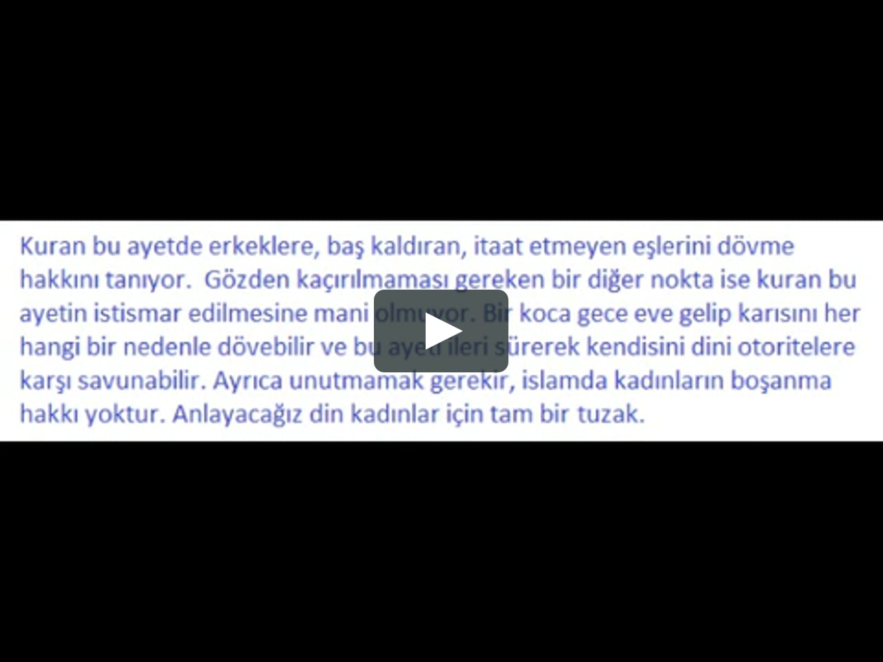 Kuran Nisa 34 Ayeti Ve Kadinlarin Dovulmesi On Vimeo