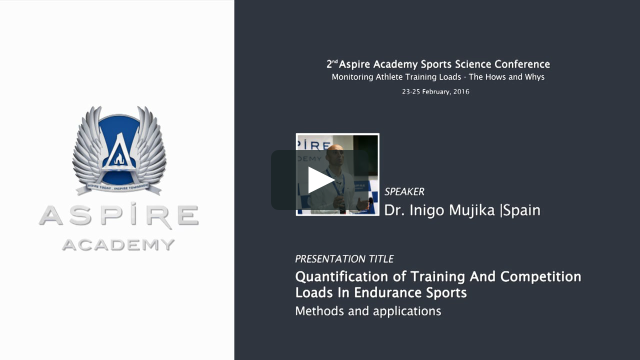 mønster halvkugle Jeg klager Dr. Inigo Mujika (ESP) - Monitoring Athlete Training Loads - The Hows and  Whys on Vimeo