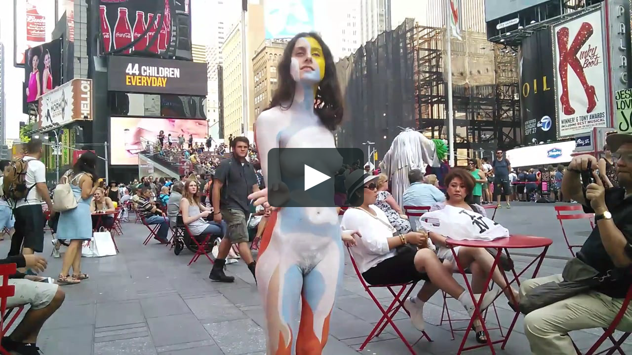 nude body painting .time square NYC 2015.