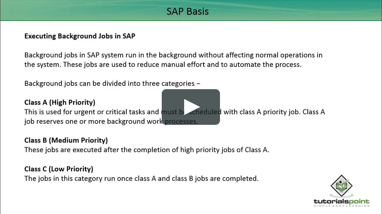 SAP Basis - Background Job Processing on Vimeo