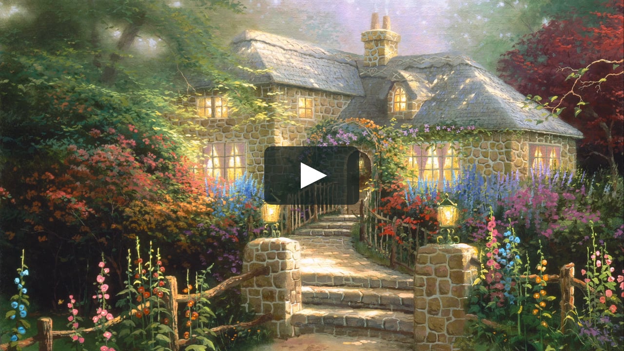 Thomas Kinkade Romantic Inspirations - Hollyhock Cottage by Thomas Kinkade.