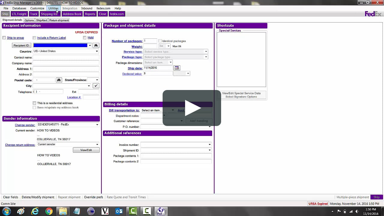 How to fix an expired URSA in FedEx Ship Manager on Vimeo