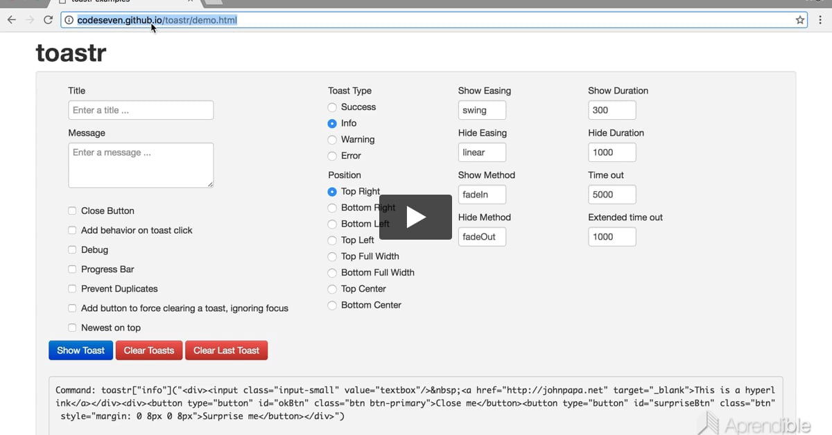 8. Mensajes de sesión con ToastrJS