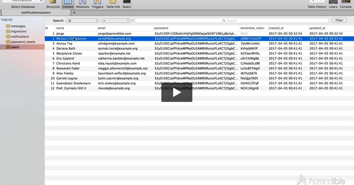 2. Notificaciones en base de datos