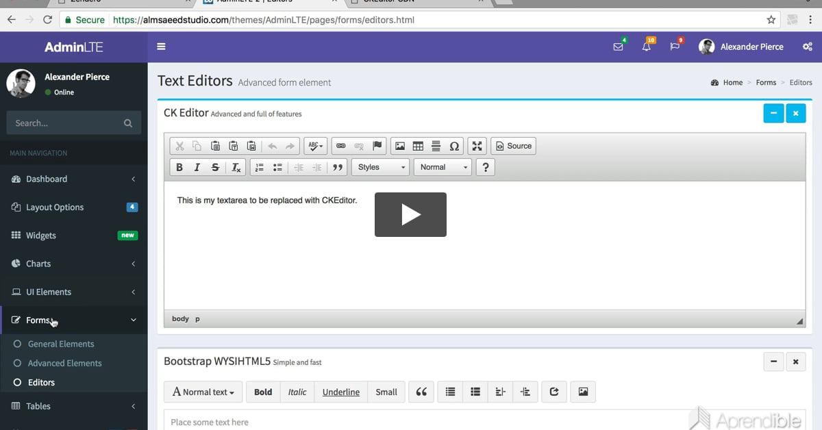 16. Integrando un editor de contenido y un selector múltiple
